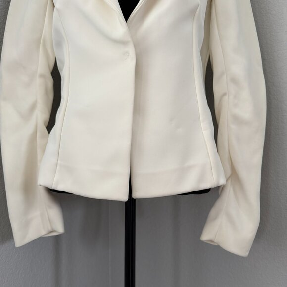DONNA KARAN Ivory Cream Scuba Stretch Blazer Jacket Sz 8 - Picture 7 of 16